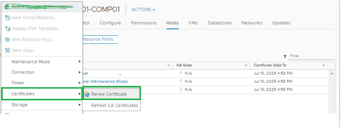 esxi host certificate status renew