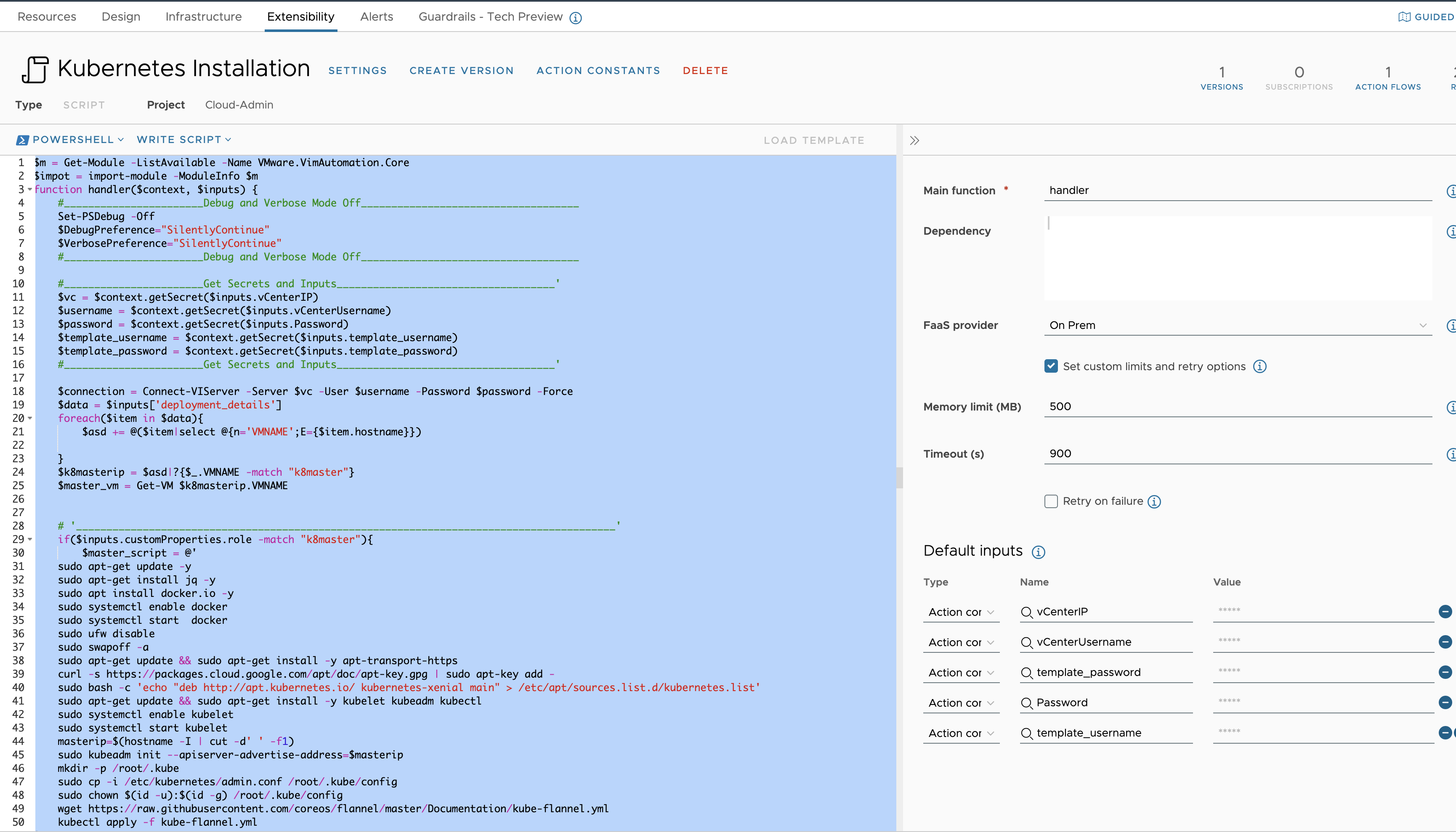Aria Automation(vRA Cloud) Request cluster using self